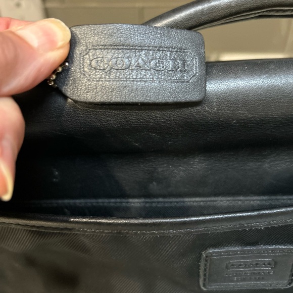 COACH MENS MESSENGER BRIEFCASE LAPTOP BAG BLACL LEATHER/Nylon trim 17x12 - Picture 6 of 12